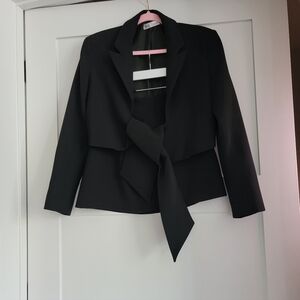 Zara Black Women's Blazer with Tie Detail Size Small And Mini Skirt Size M Set